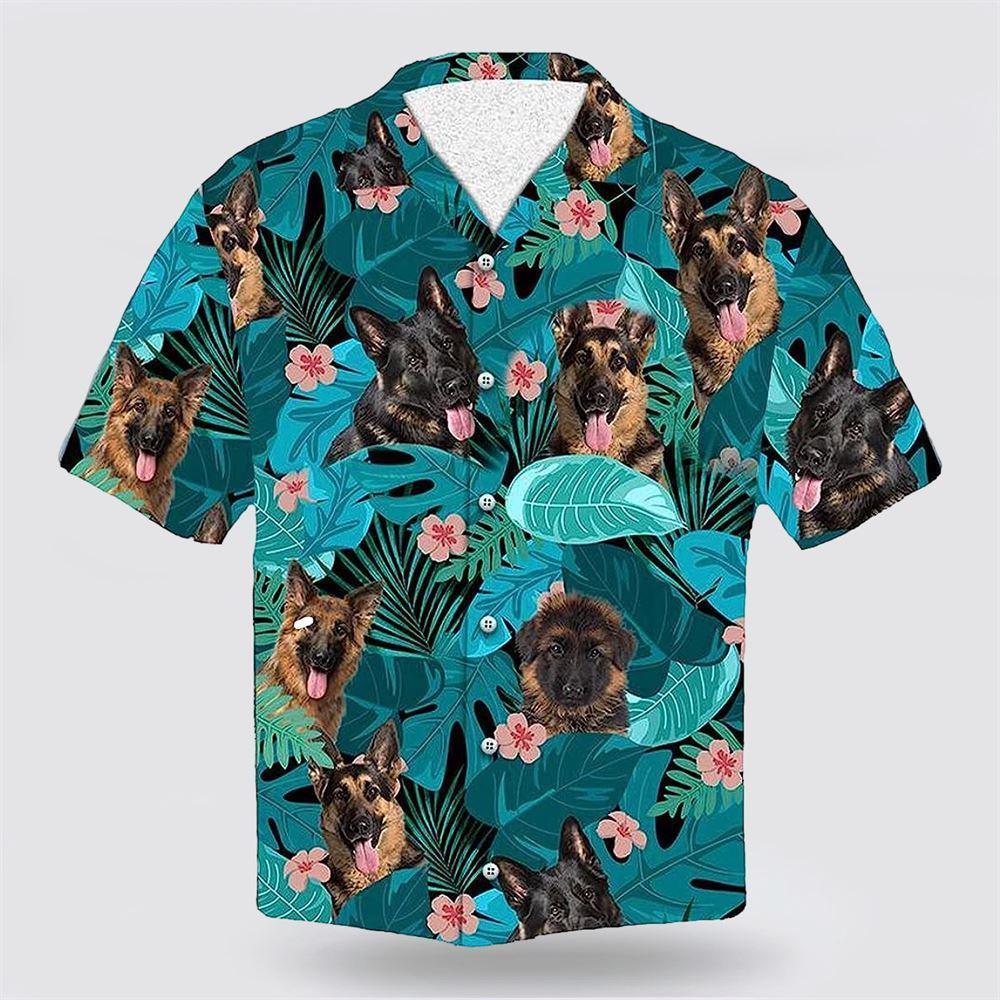 Shepherd Dog On The Green Tropic Background Hawaiian Shirt - Pet Lover Hawaiian Shirts