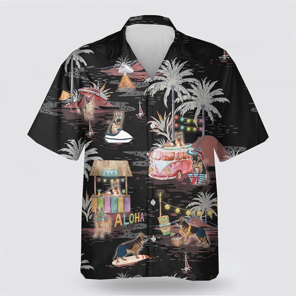 Shephered On The Beach Pattern Hawaiian Shirt - Gift For Pet Lover