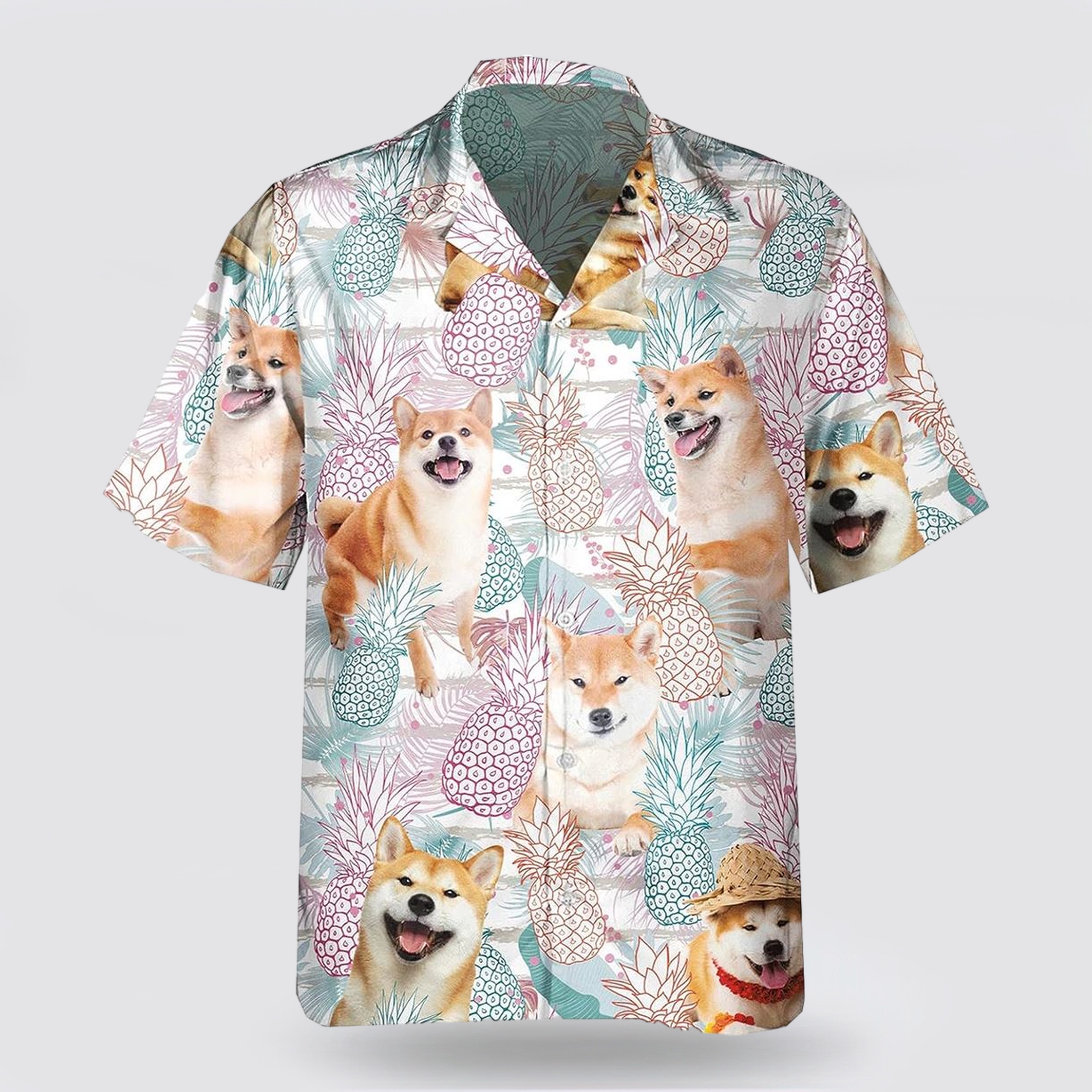 Shiba Inu Pineapple Pattern Hawaiian Shirt - Gift For Dog Lover
