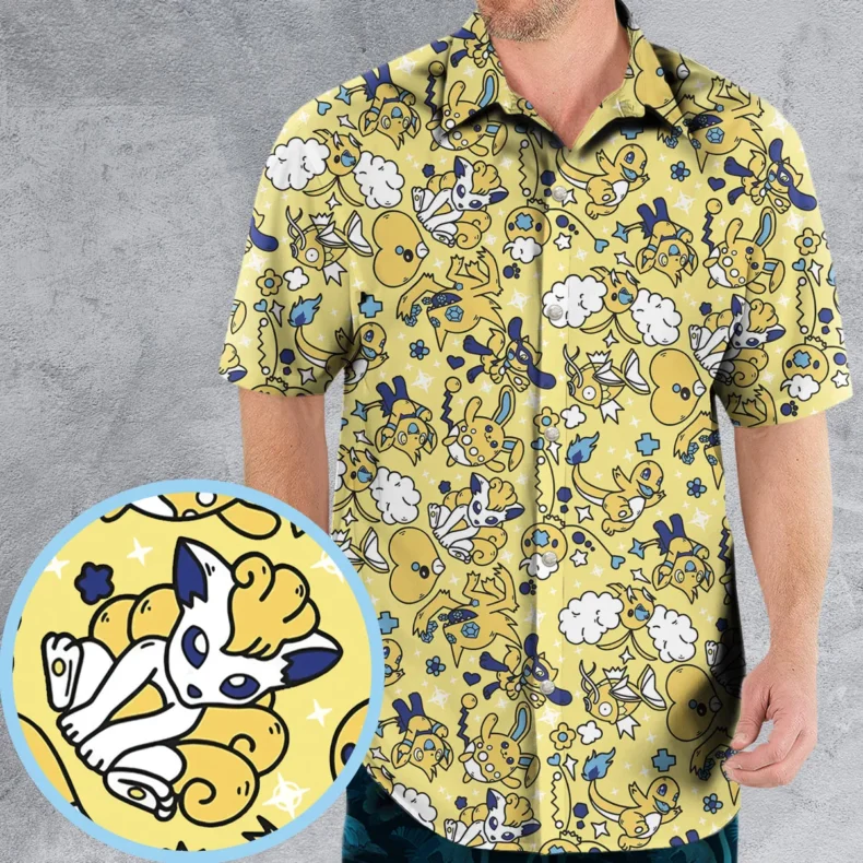 Shiny Magikarp Pokemon Pattern Hawaiian Shirt