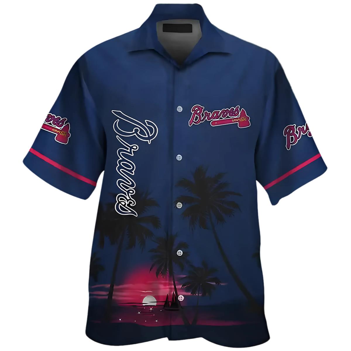 Short Sleeve Atlanta Braves Tropical Hawaiian Shirt Button Up