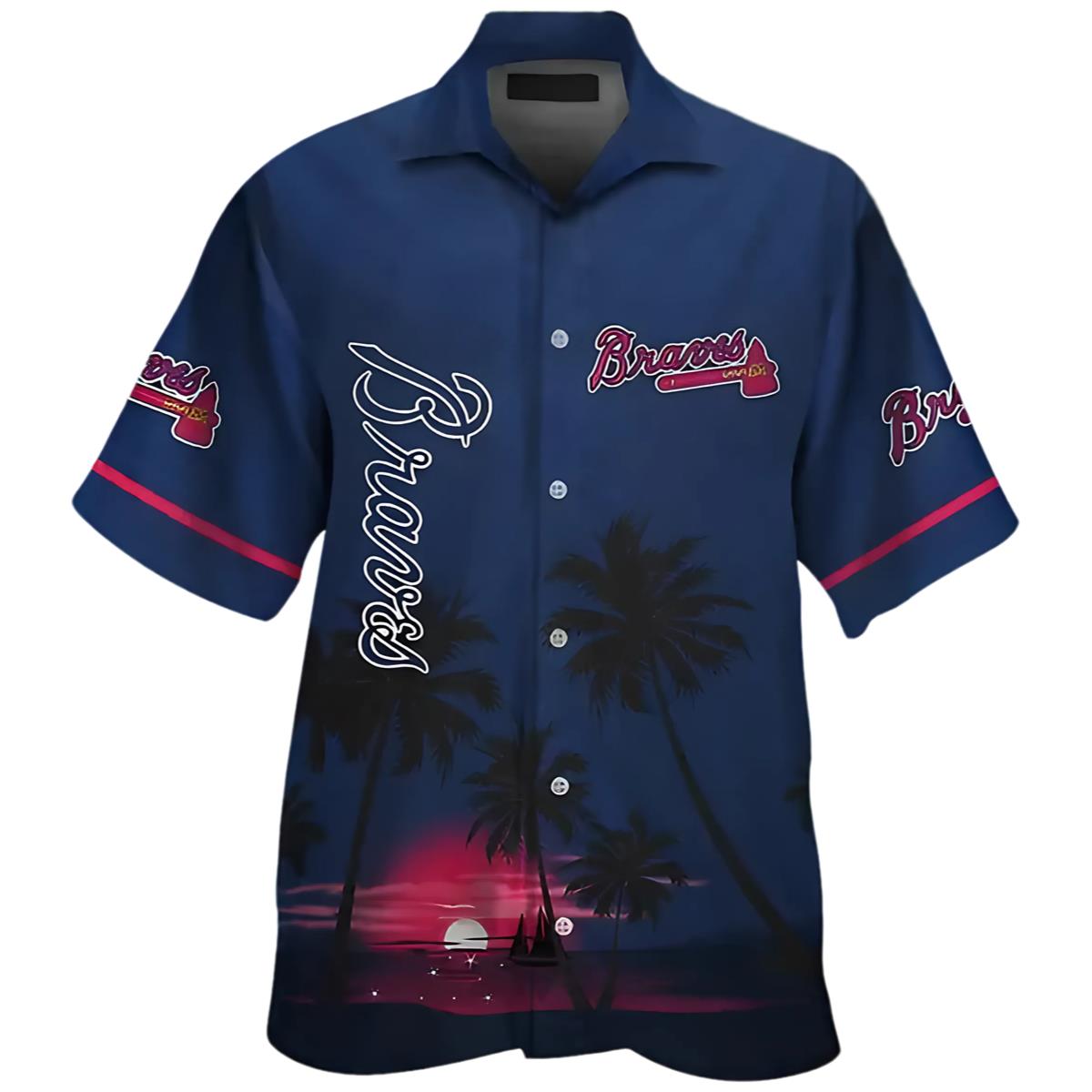 Short Sleeve Atlanta Braves Tropical Hawaiian Shirt Button Up