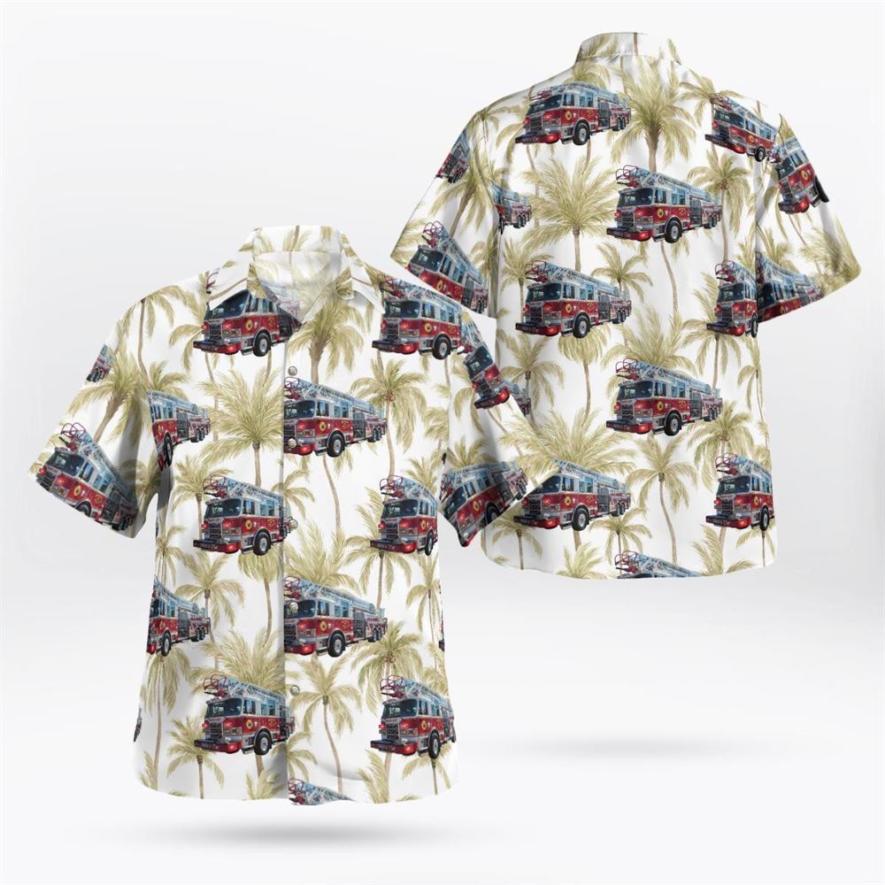 South Amboy Fire Department Enterprise Hook & Ladder Company Truck 8, South Amboy, New Jersey Hawaiian Shirt - Gifts For Firefighters In NJ