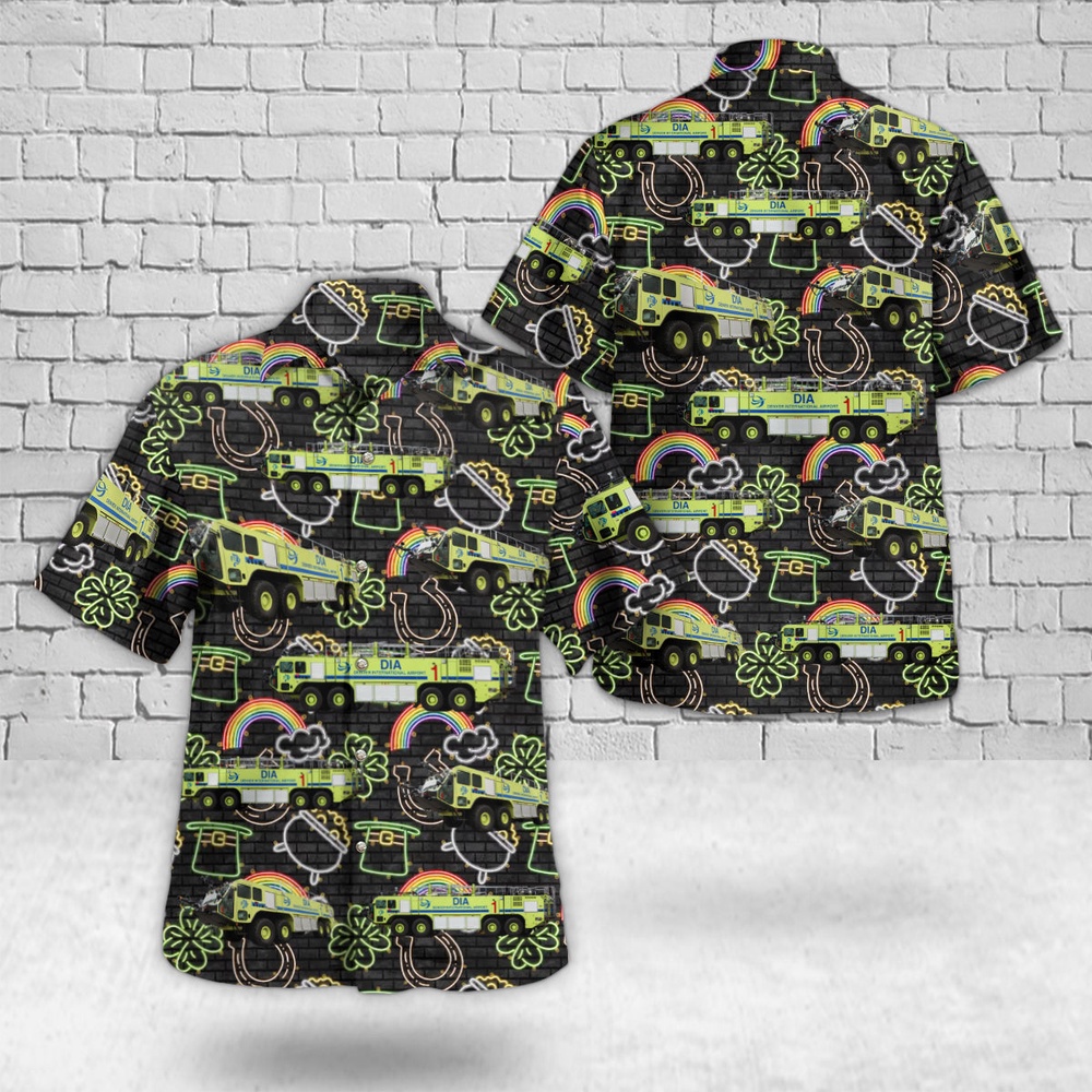 St Patricks Day Hawaiian Shirt, Aircraft Rescue and Firefighting Denver International Airport, St Patrick's Day Hawaiian Shirt