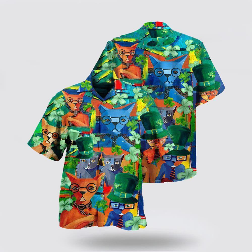 St Patrick's Day Hawaiian Shirt, Cat Have A Purrfect Saint Patricks Day Hawaiian Shirt, St Patricks Day Shirts