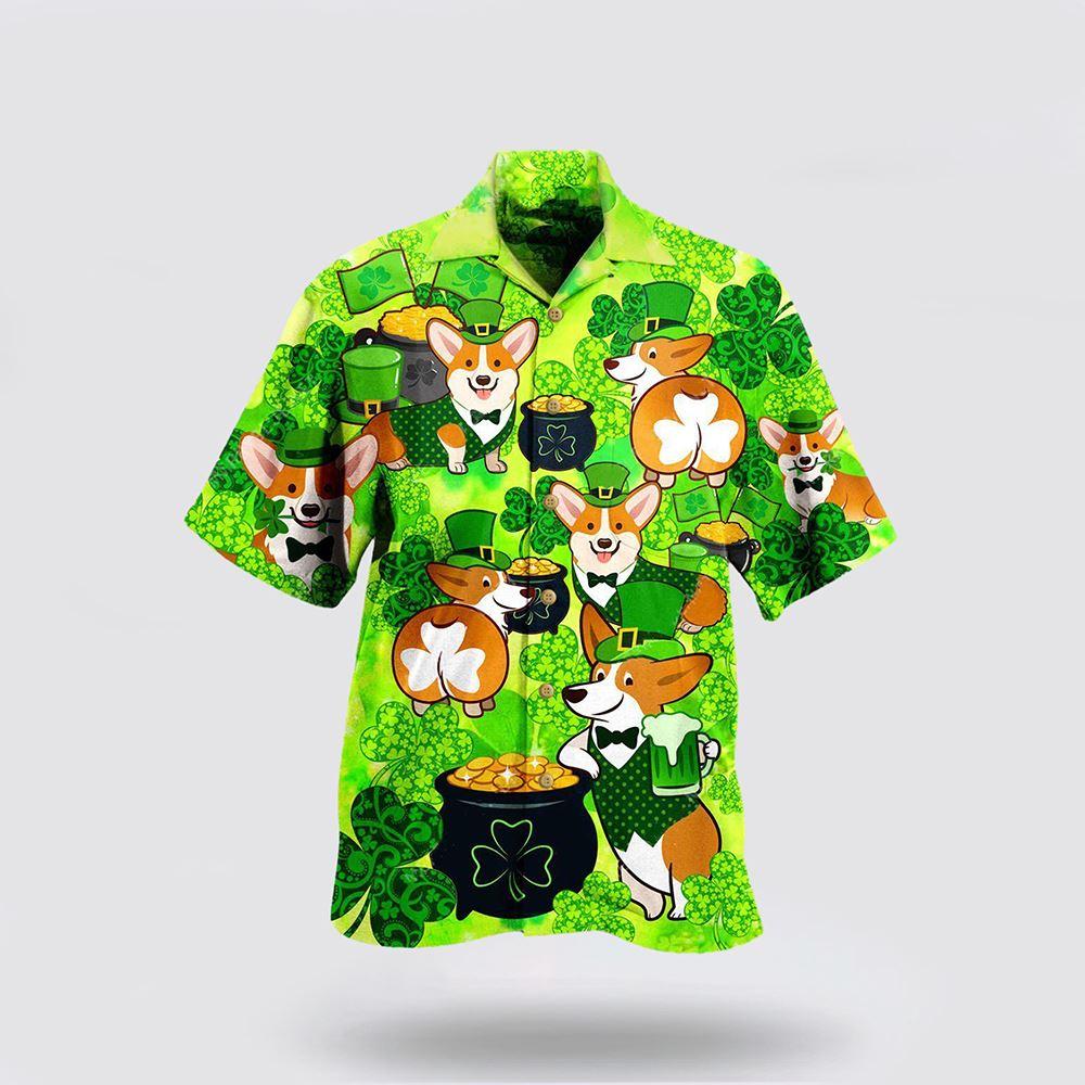 St Patrick's Day Hawaiian Shirt, Corgi Patrick's Day Hawaiian Shirt, St Patricks Day Shirts