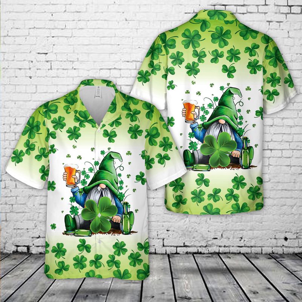 St Patricks Day Hawaiian Shirt, Gnomies Beer St. Patrick's Day Hawaiian Shirt