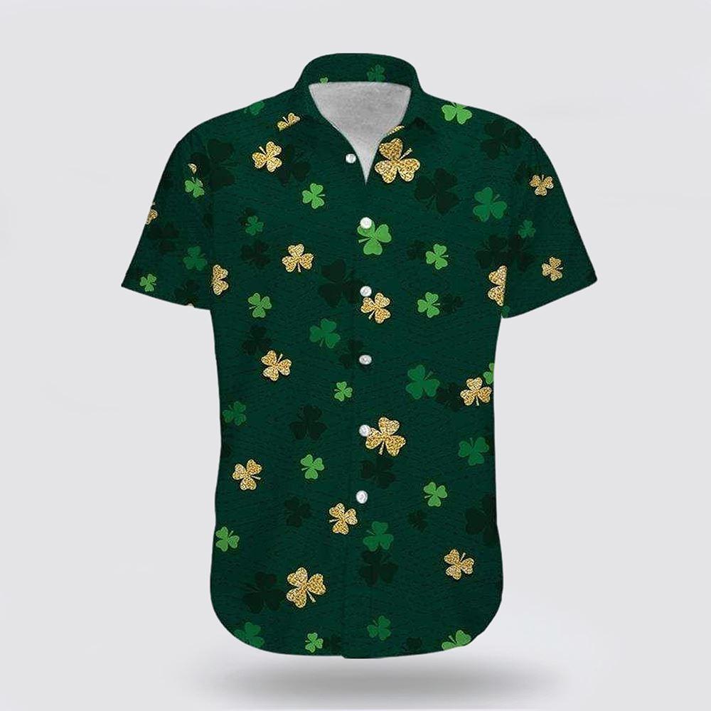 St Patrick's Day Hawaiian Shirt, Gold And Green Shamrock Saint PatrickS Day Hawaiian Shirt, St Patricks Day Shirts