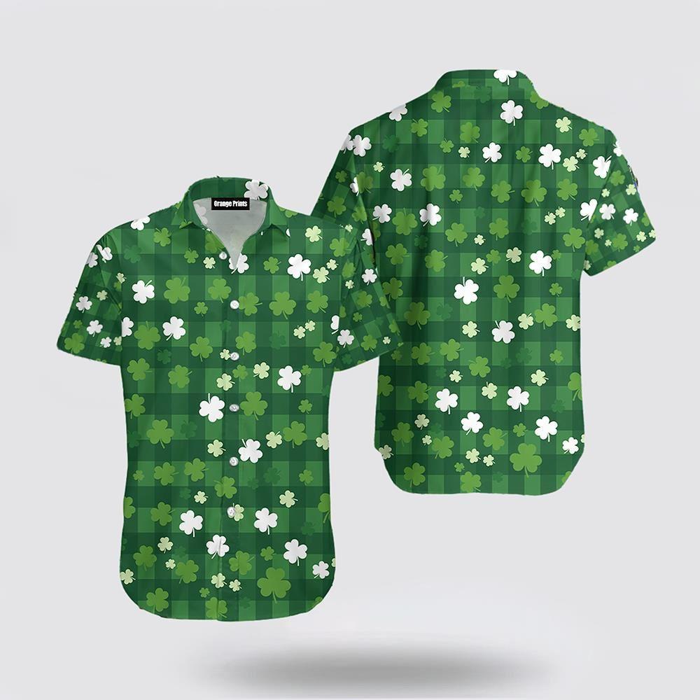 St Patrick's Day Hawaiian Shirt, Happy St Patricks Day Shamrock Tartan Hawaiian Shirt, St Patricks Day Shirts