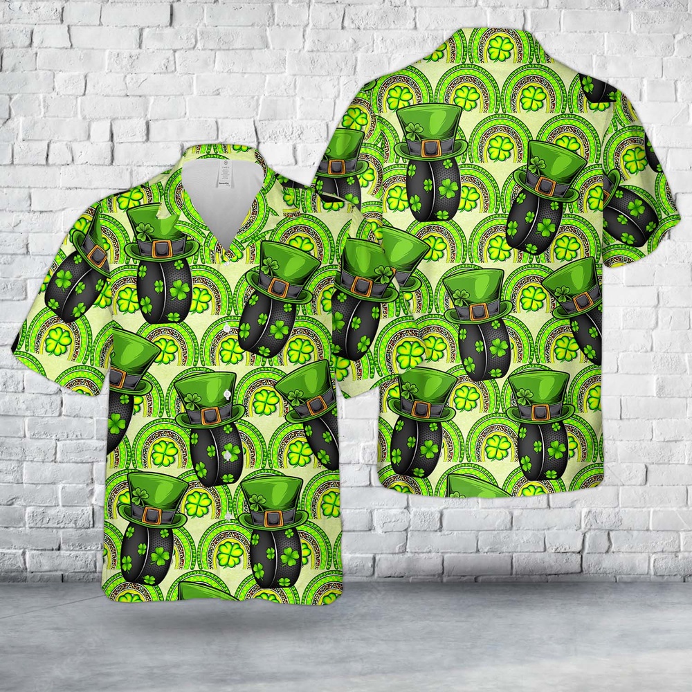 St Patricks Day Hawaiian Shirt, Hockey Ball Shamrock St Patricks Day Hawaiian Shirt