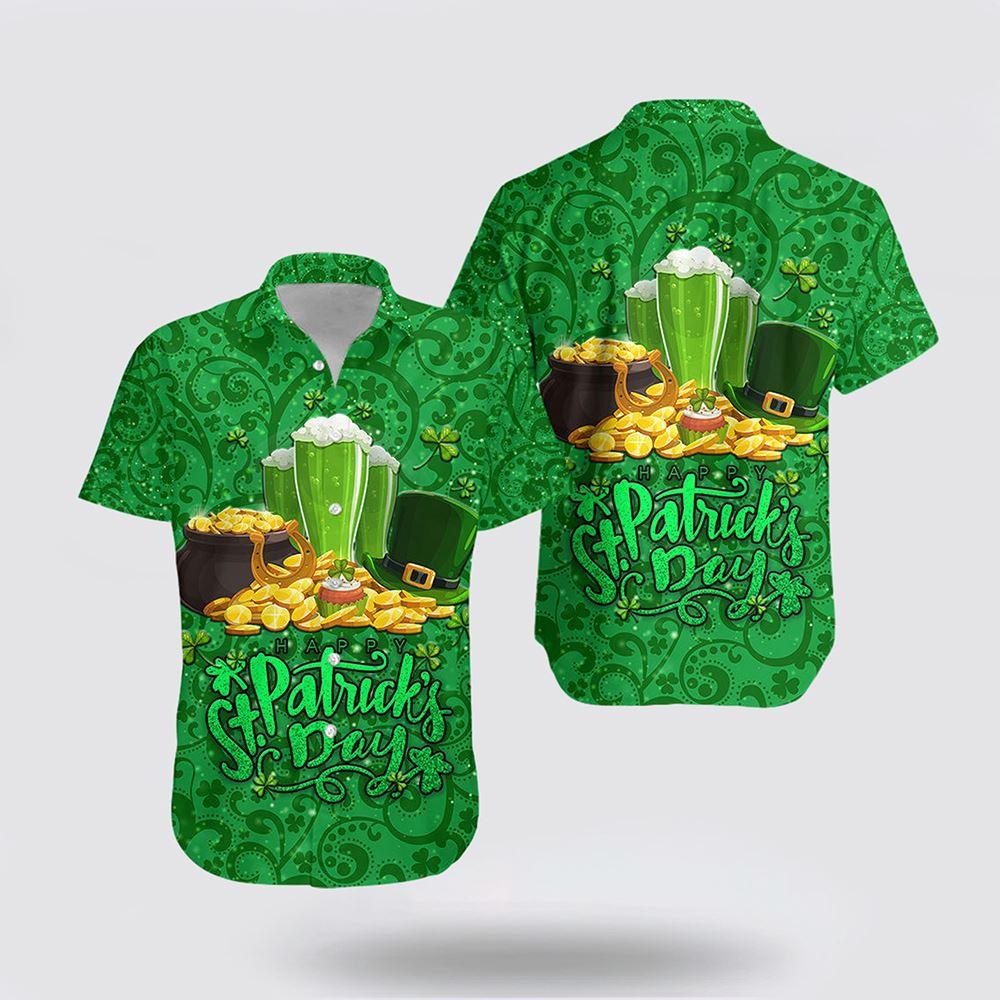 St Patrick's Day Hawaiian Shirt, Ireland Happy Saint Patrick's Day Hawaiian Shirt With Shamrock, St Patricks Day Shirts