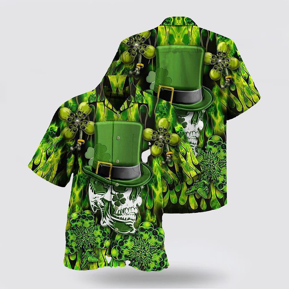 St Patrick's Day Hawaiian Shirt, Irish Skull Enjoys Saint Patricks Day Hawaiian Shirt, St Patricks Day Shirts
