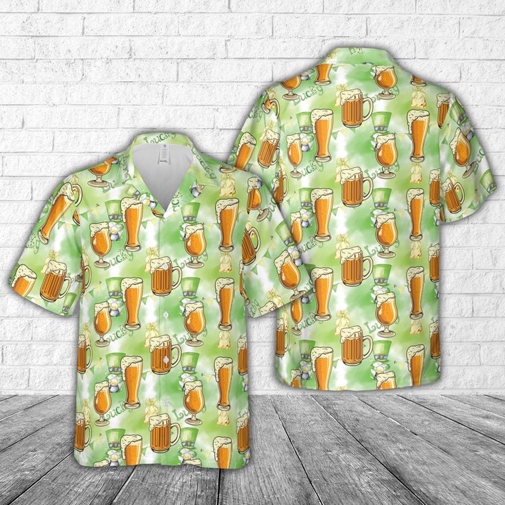St Patricks Day Hawaiian Shirt, Irish St Patrick's Day Draft Beer Hawaiian Shirt