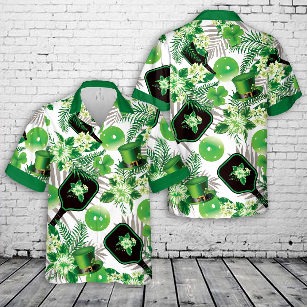 St Patricks Day Hawaiian Shirt, Pickleball Green St Patrick's Day Hawaiian Shirt