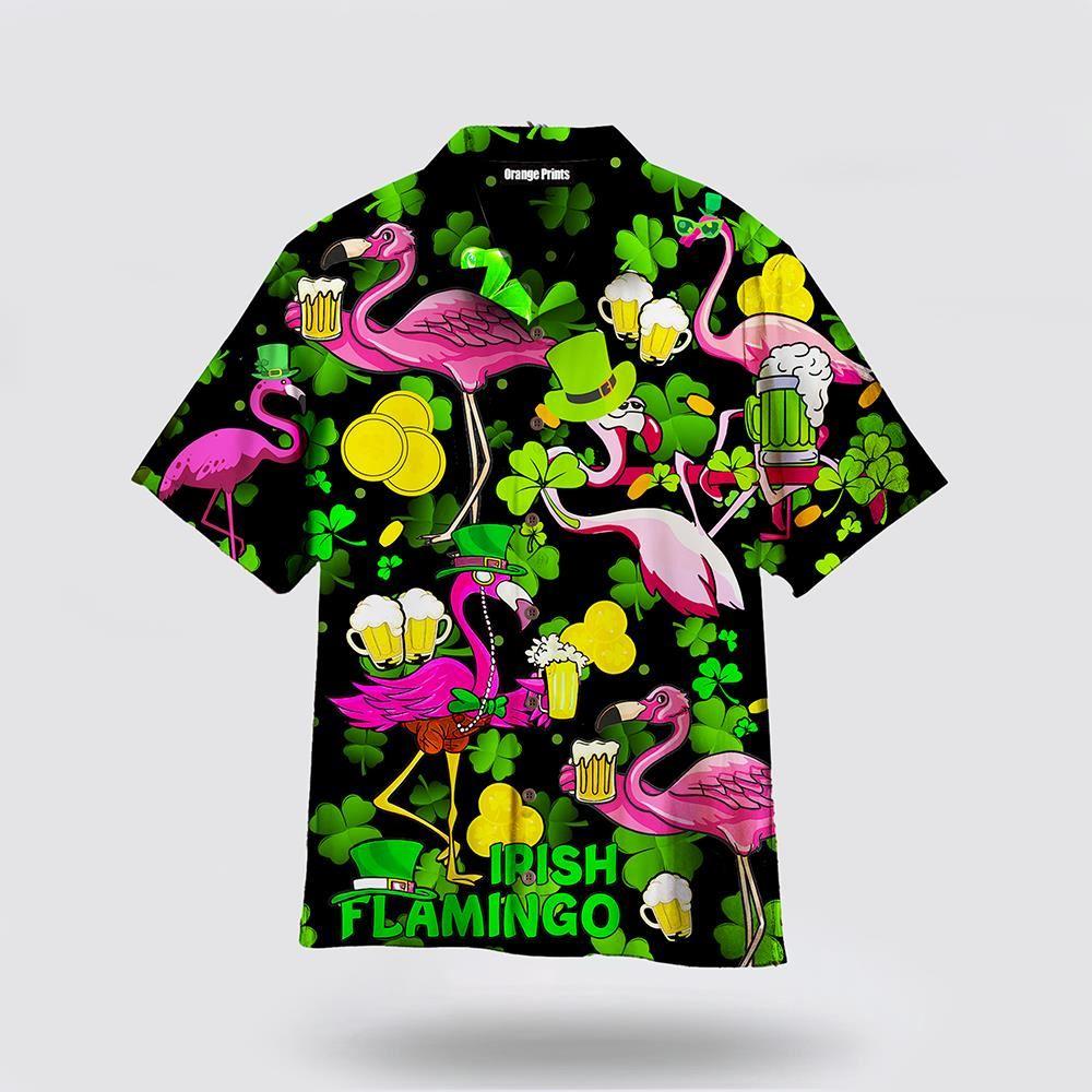 St Patrick's Day Hawaiian Shirt, Pink Flamingo And Beer St Patricks Day Hawaiian Shirt, St Patricks Day Shirts