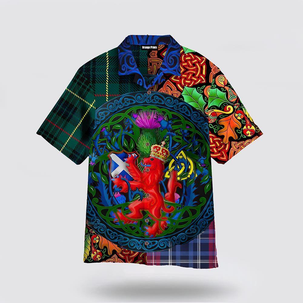 St Patrick's Day Hawaiian Shirt, Scotland Rampant Lion With Thistle St. Patrick's Day Hawaiian Shirt, St Patricks Day Shirts