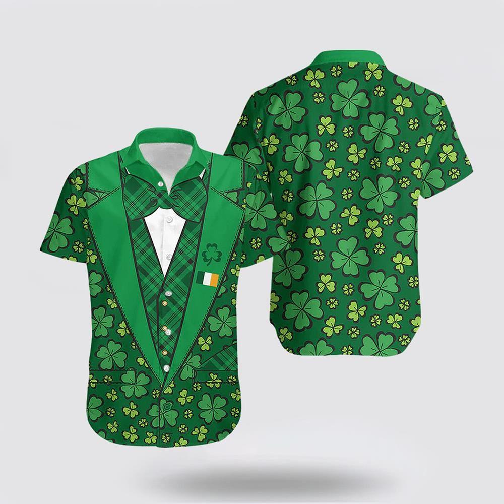 St Patrick's Day Hawaiian Shirt, St Patrick's Day Hawaiian Shirt Suit Four Leaves Clover Style, St Patricks Day Shirts