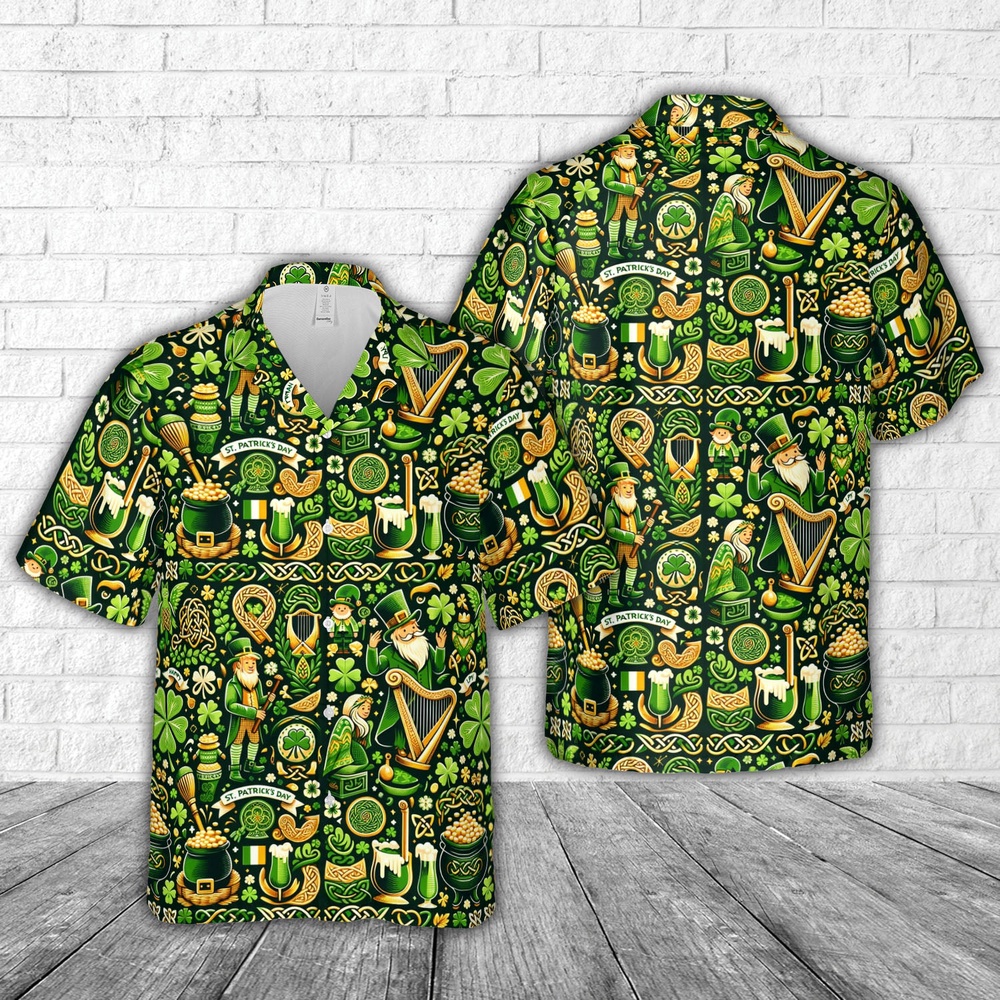 St Patricks Day Hawaiian Shirt, St Patrick's Day Pattern Hawaiian Shirt