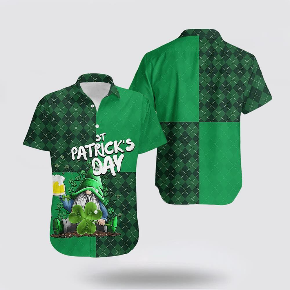 St Patrick's Day Hawaiian Shirt, St Patrick's DayGnome Drinking Beer Hawaiian Shirt, St Patricks Day Shirts