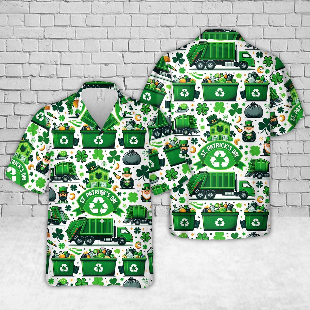 St Patricks Day Hawaiian Shirt, Waste Management St. Patrick's Day Hawaiian Shirts