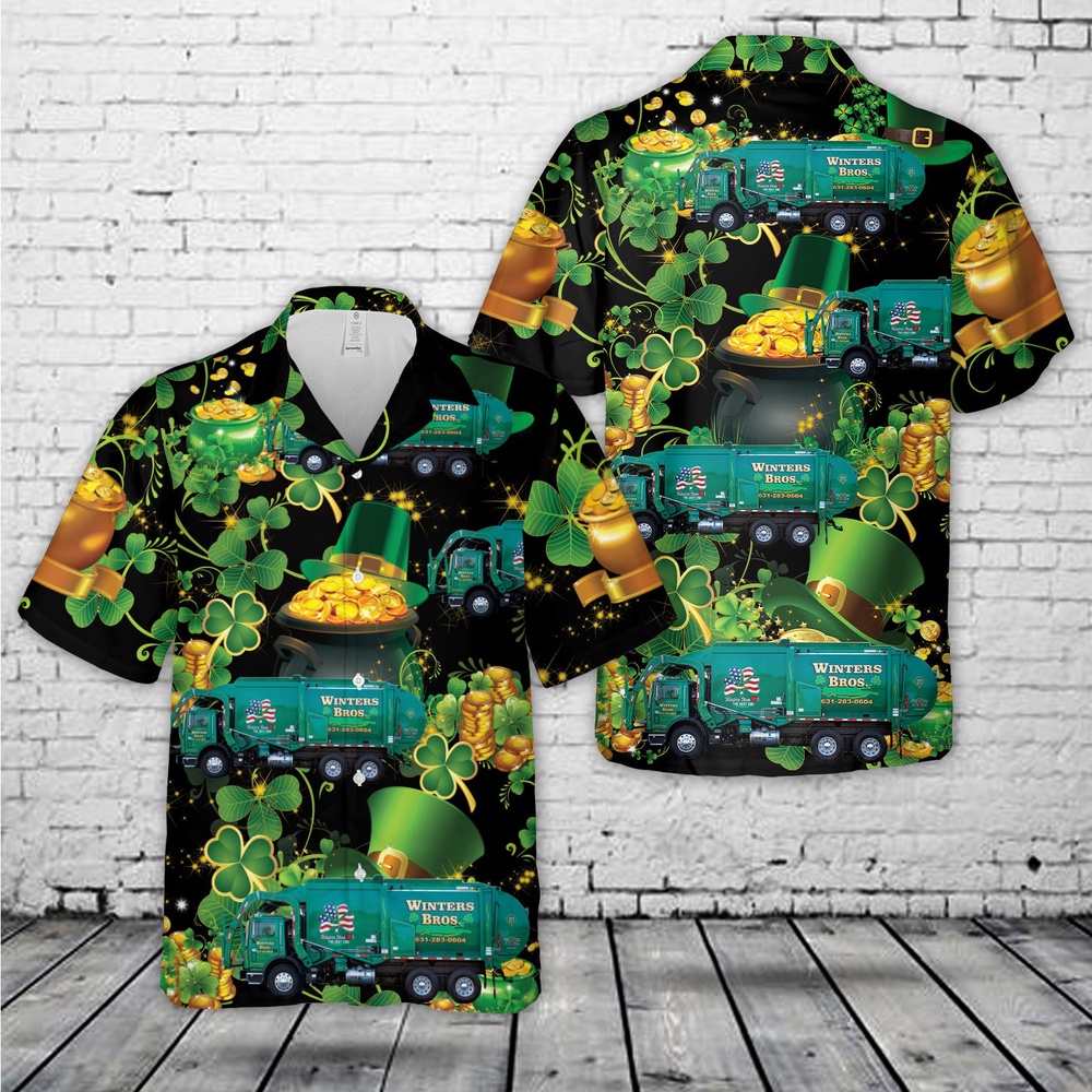 St Patricks Day Hawaiian Shirt, Winters Bros. Waste Systems, St Patrick's Day Hawaiian Shirt