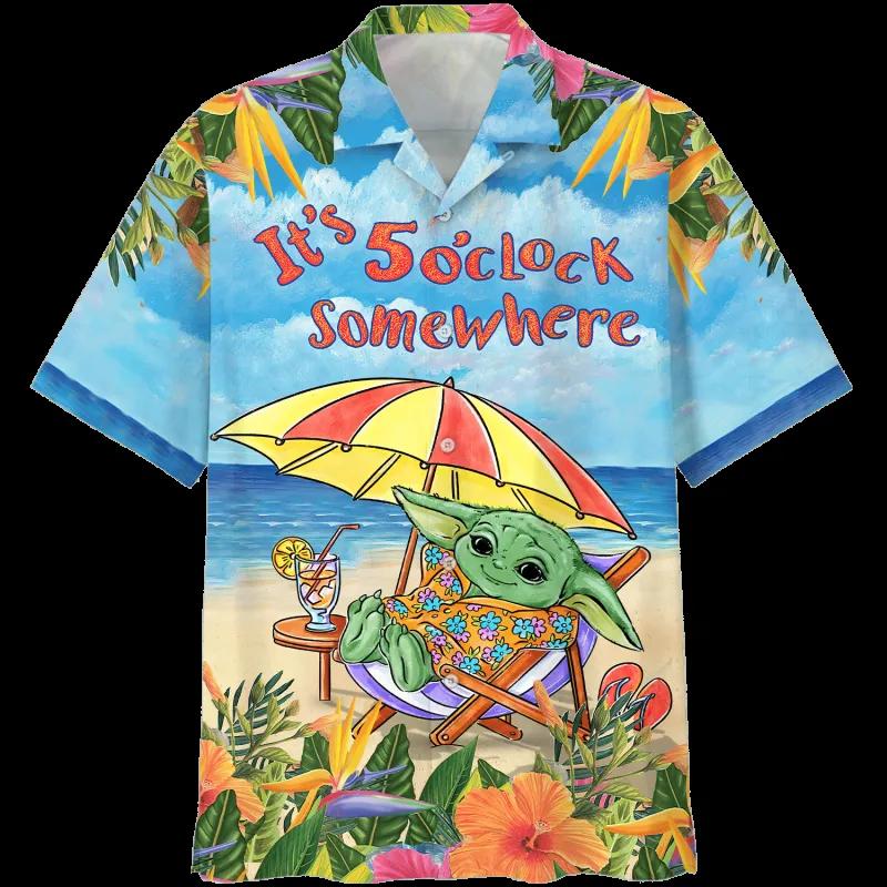 Star Wars Hawaiian Shirt, It's 5 O'clock Somewhere Baby Yoda Hawaiian Shirt