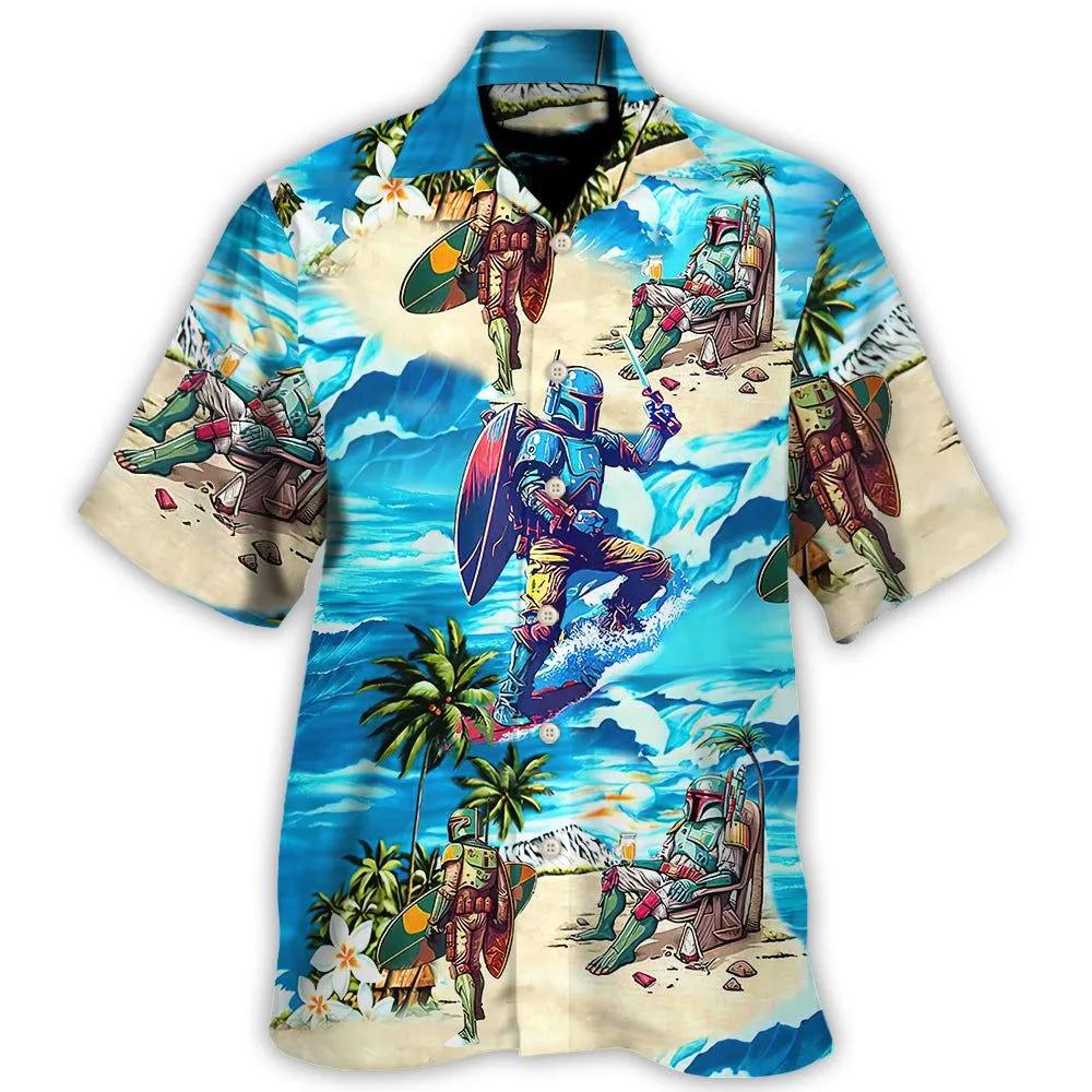 Star Wars Hawaiian Shirt, Mandalorian Hawaiian Shirt, Men's Star Wars Hawaiian Shirt