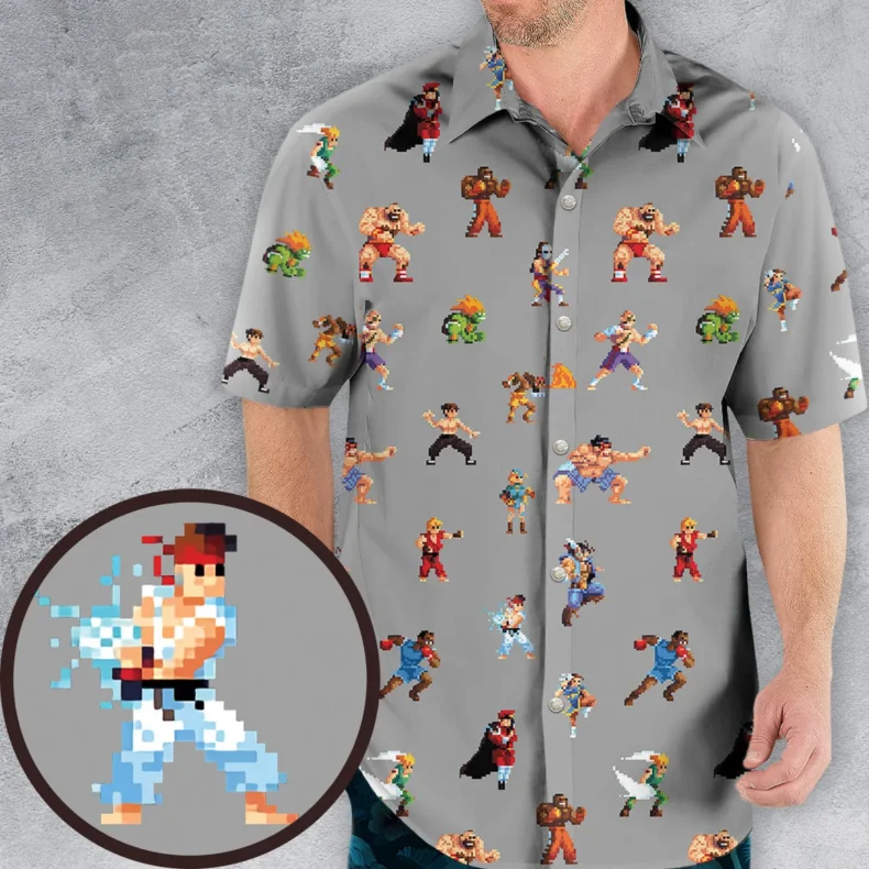 Super Street Fighter II Pixel Hawaiian Shirt