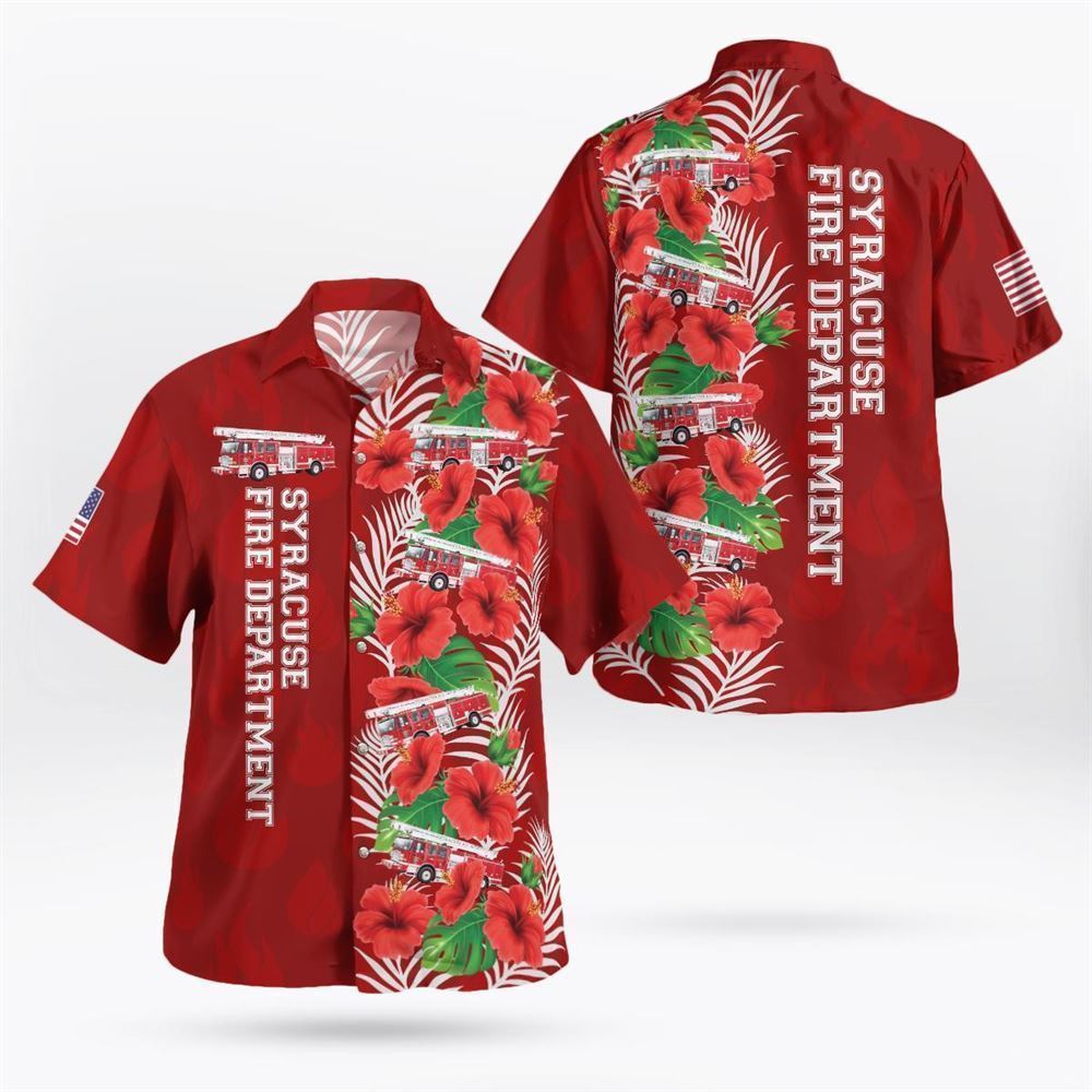Syracuse, New York, Syracuse Fire Department Hawaiian Shirt - Gifts For Firefighters In Syracuse, NY