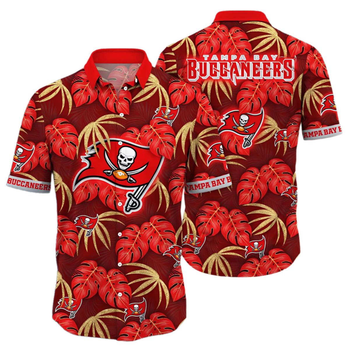 Tampa Bay Buccaneers Hawaiian Shirt Red Palm Leaf