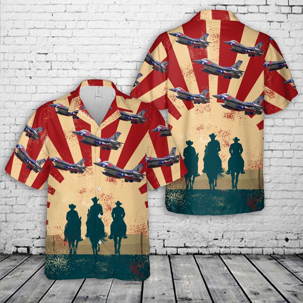 Texas Air National Guard 182d Fighter Squadron F-16 Fighting Falcon Hawaiian Shirt, Texas Hawaii Shirt, Texas Shirt