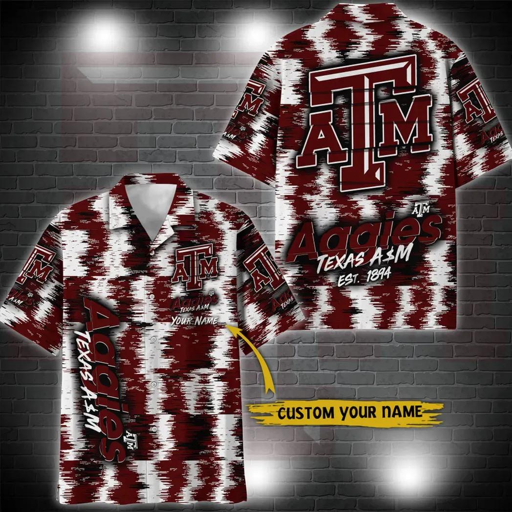 Texas A&M Aggies Aloha Hawaiian Shirt Custom Your Name, NCAA Hawaiian Shirt