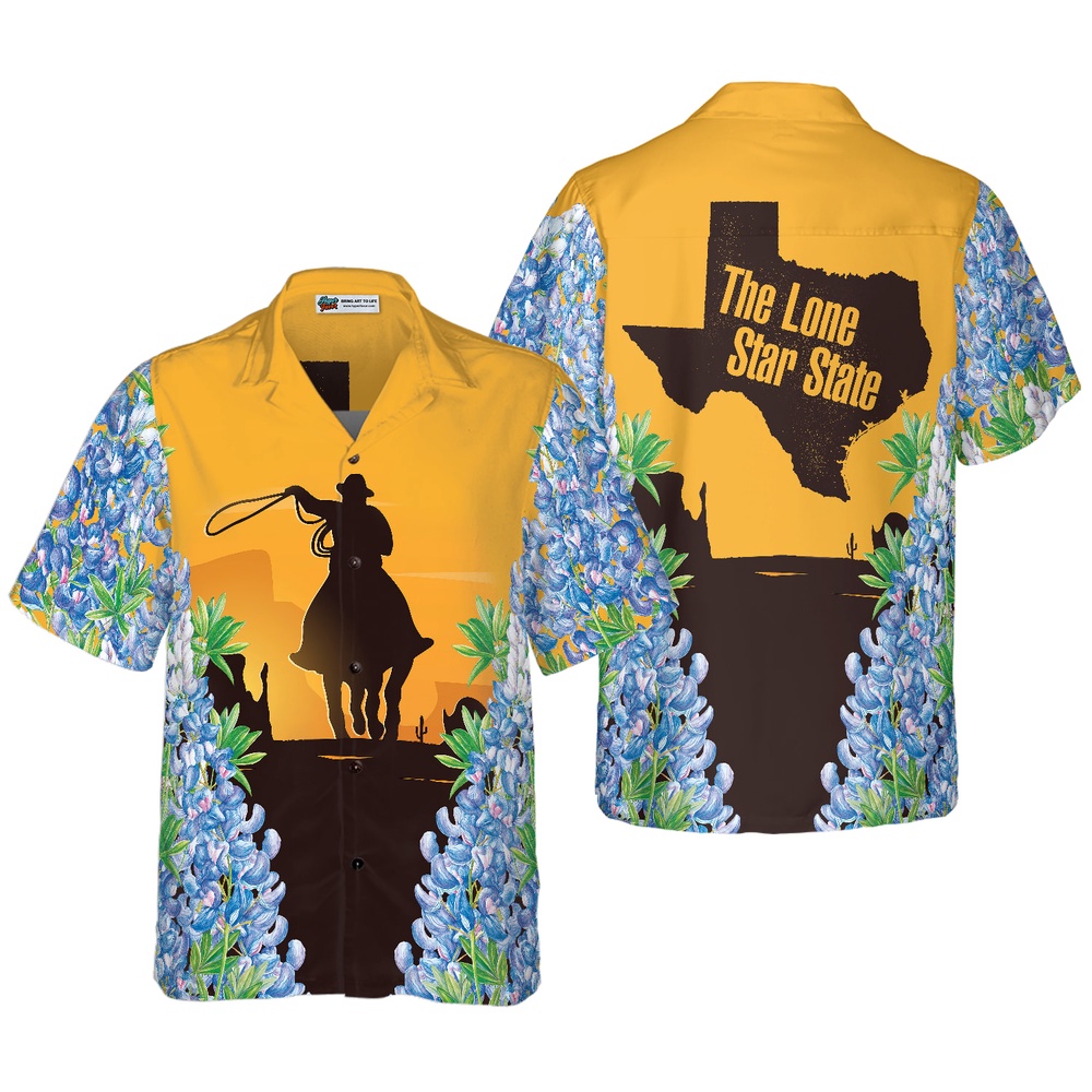 Texas Bluebonnets Rodeo Hawaiian Shirt, Texas Hawaii Shirt, Texas Shirt