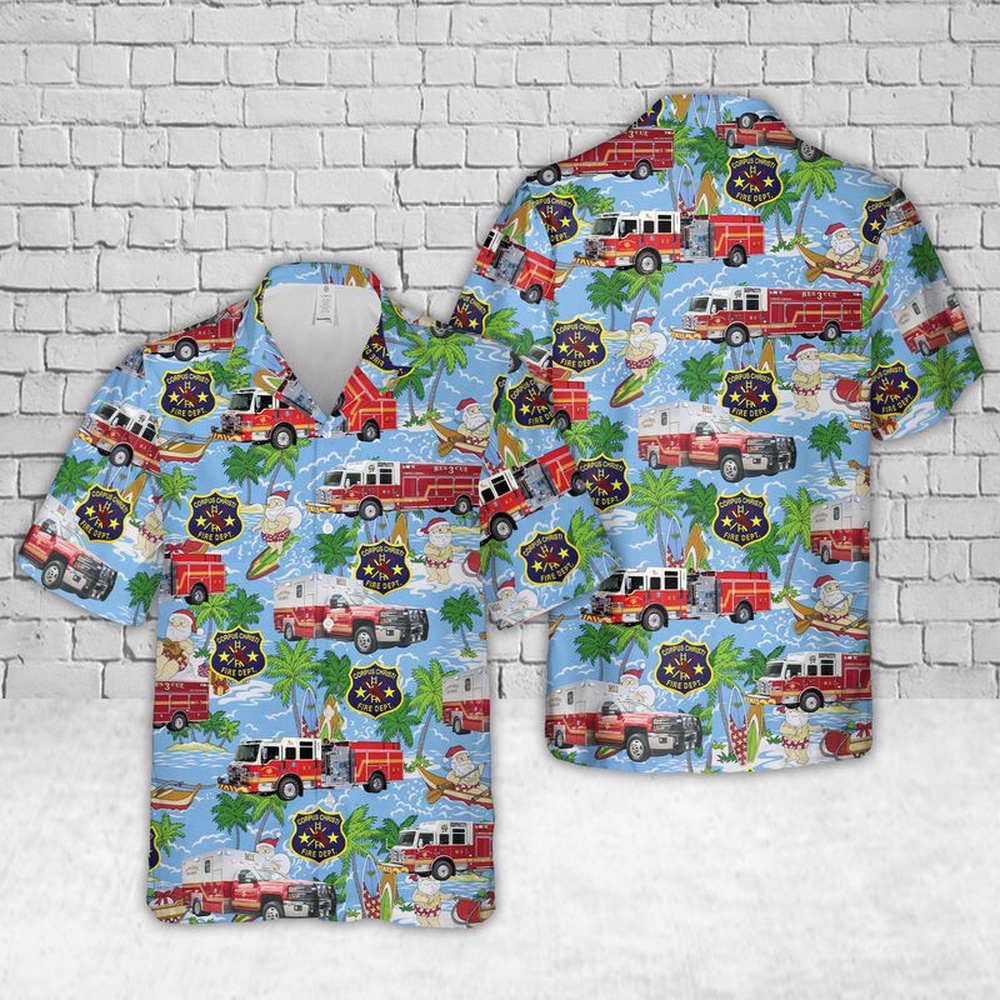 Texas Corpus Christi Fire Department Christmas Hawaiian Shirt, Texas Hawaii Shirt, Texas Shirt