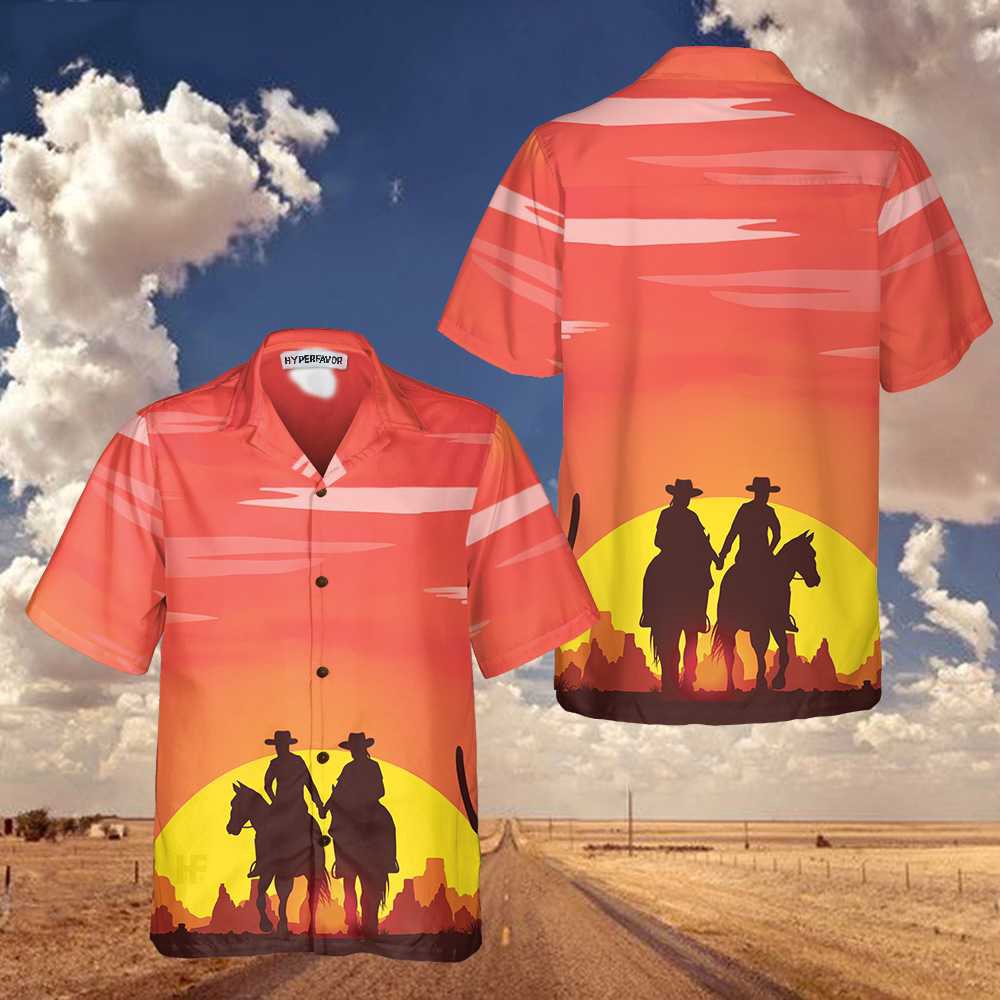 Texas Couple Cowboy Texas Hawaiian Shirt, Texas Hawaii Shirt, Texas Shirt