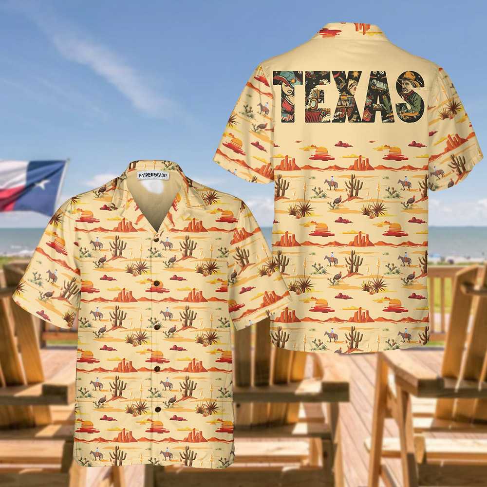 Texas Cowboy Cactus Texas Hawaiian Shirts, Texas Hawaii Shirt, Texas Shirt