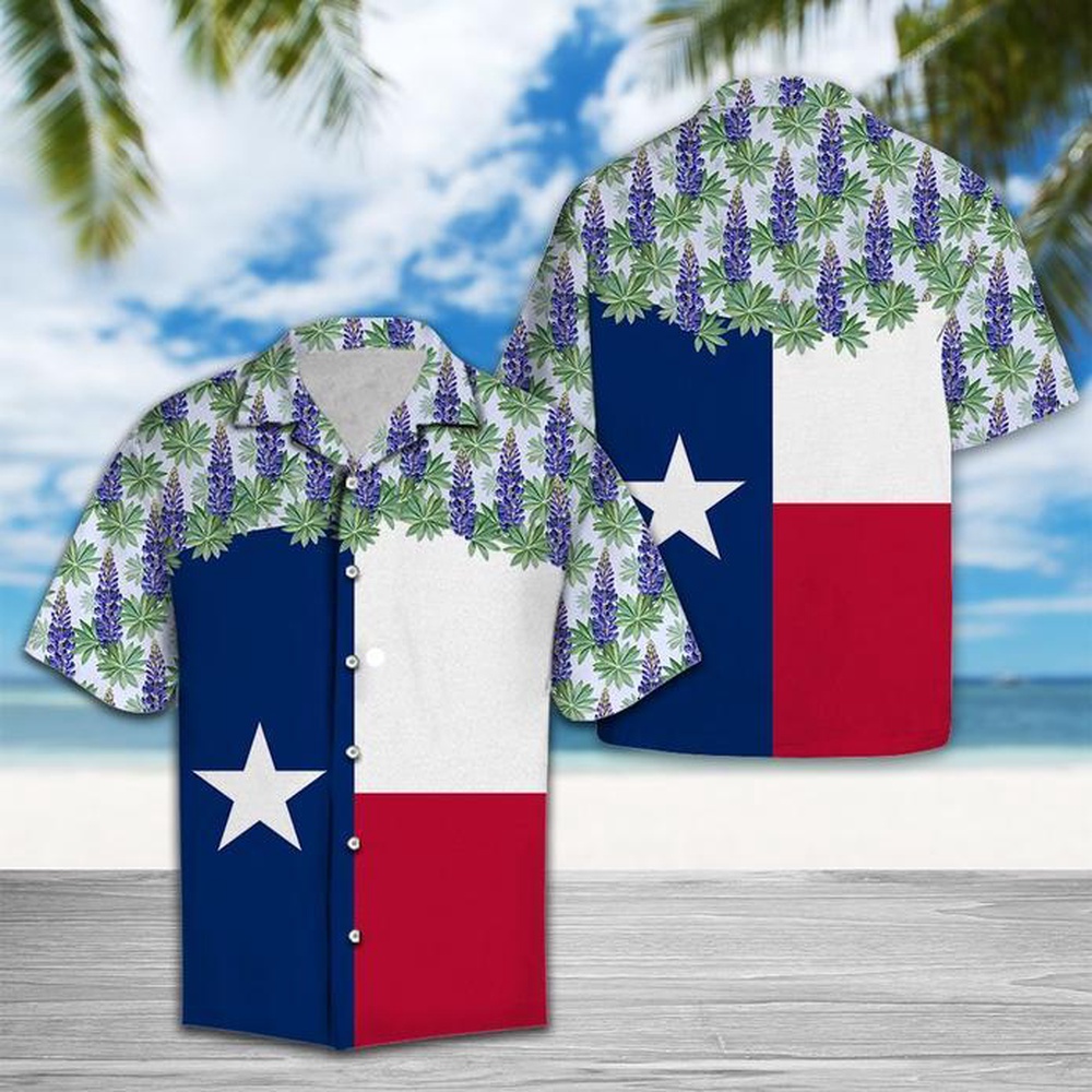 Texas Hawaiian Shirt, Texas Bluebonnet Flag Hawaiian Shirt, Texas Hawaii Shirt, Texas Shirt