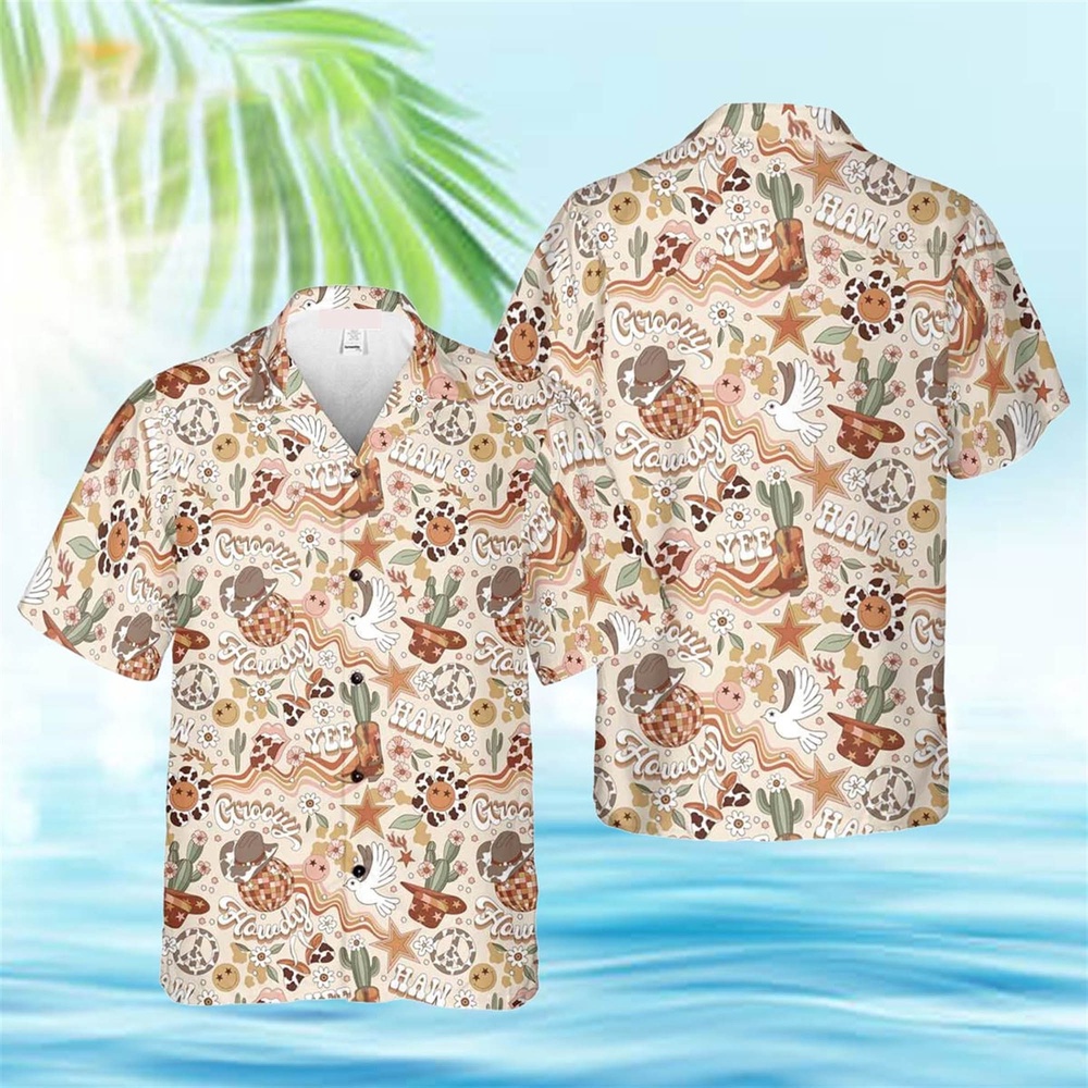 Texas Howdy Groovy Cowgirls Western Pattern Hawaiian Shirt, Texas Hawaii Shirt, Texas Shirt