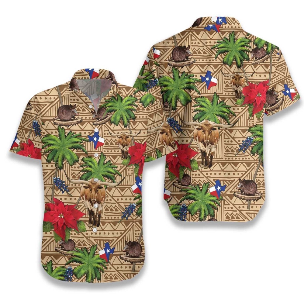 Texas Insignia Hawaiian Shirt, Texas Hawaii Shirt, Texas Shirt
