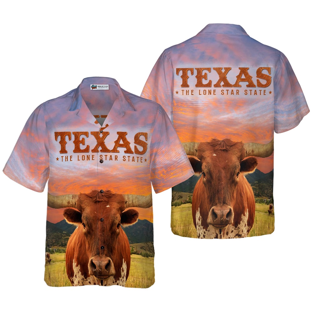Texas Longhorn Bull Hawaiian Shirt, Texas Hawaii Shirt, Texas Shirt