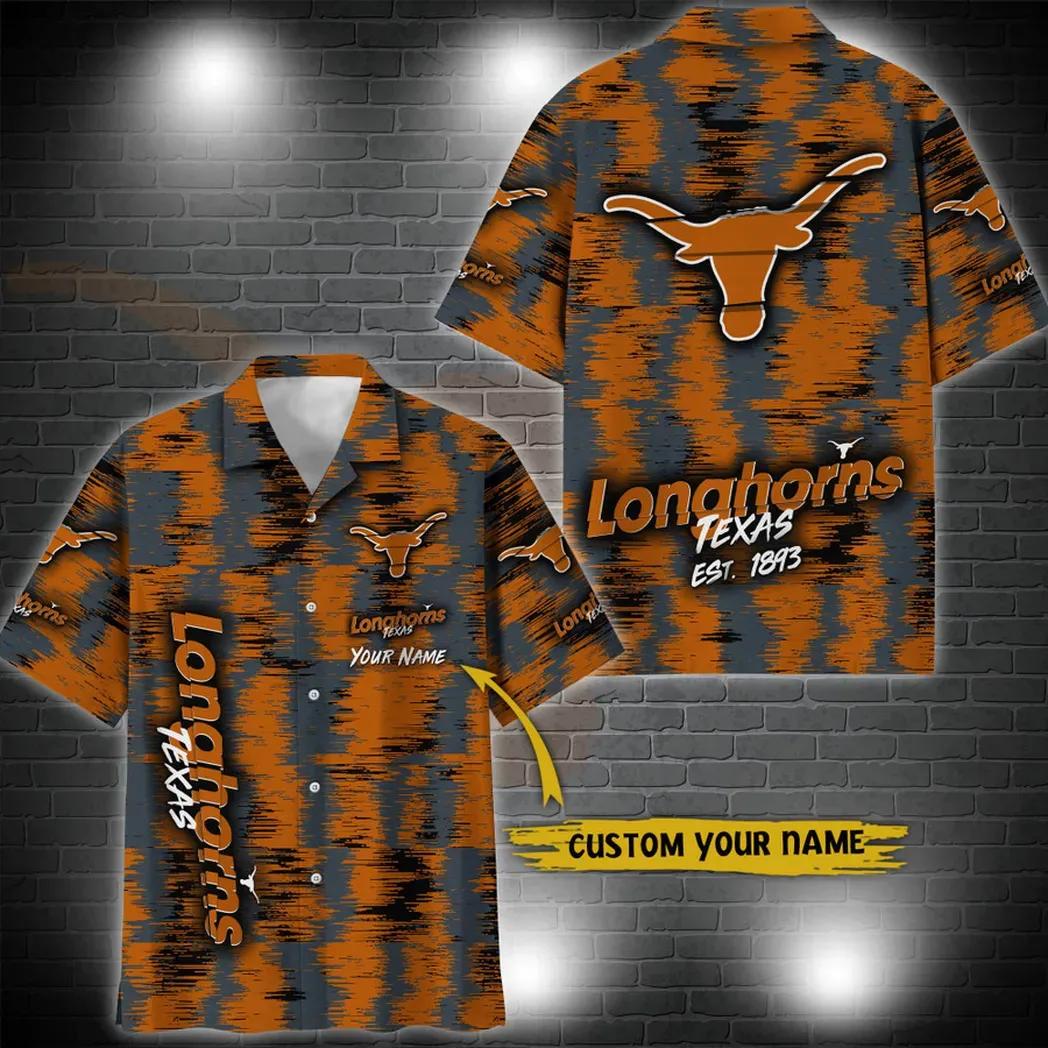 Texas Longhorns Aloha Hawaiian Shirt Custom Your Name, NCAA Hawaiian Shirt