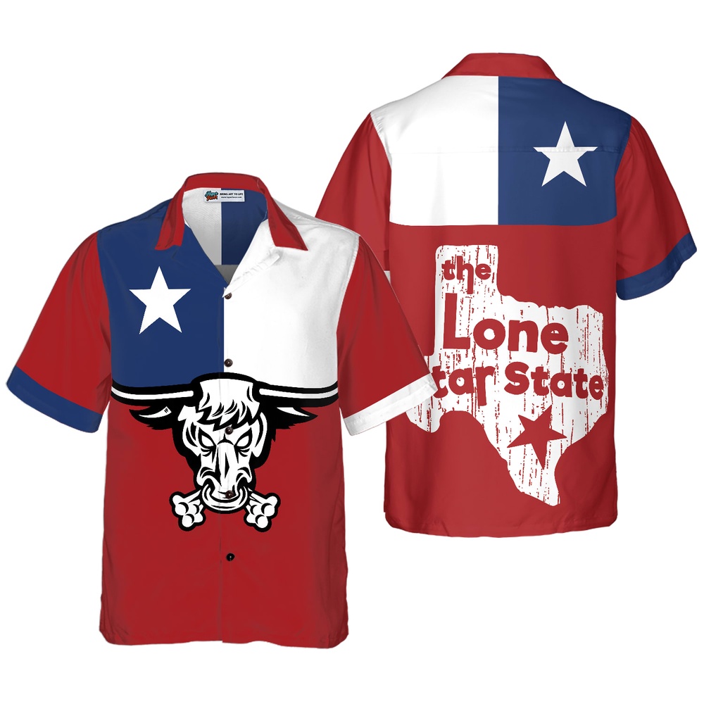 Texas Longhorns Hawaiian Shirt, The Lone Star State Of Texas Flag Shirt, Texas Hawaii Shirt, Texas Shirt