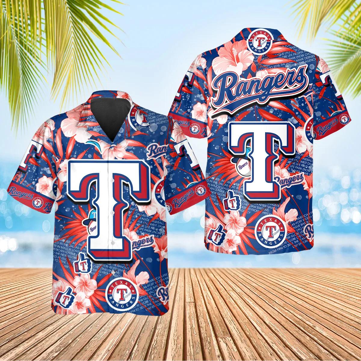 Texas Rangers Hawaiian Shirt, MLB Hawaiian Shirt Gift For Fans