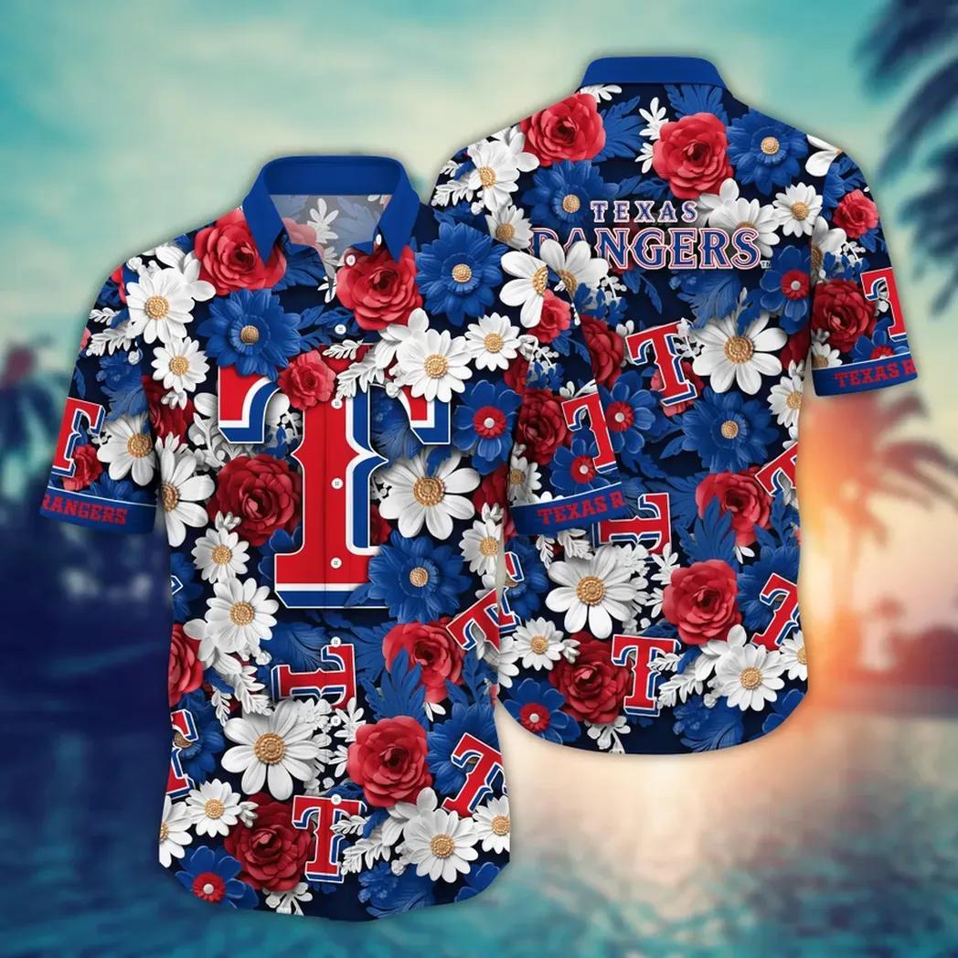 Texas Rangers MLB Flower Aloha Hawaiian Shirt 18, MLB Hawaiian Shirt