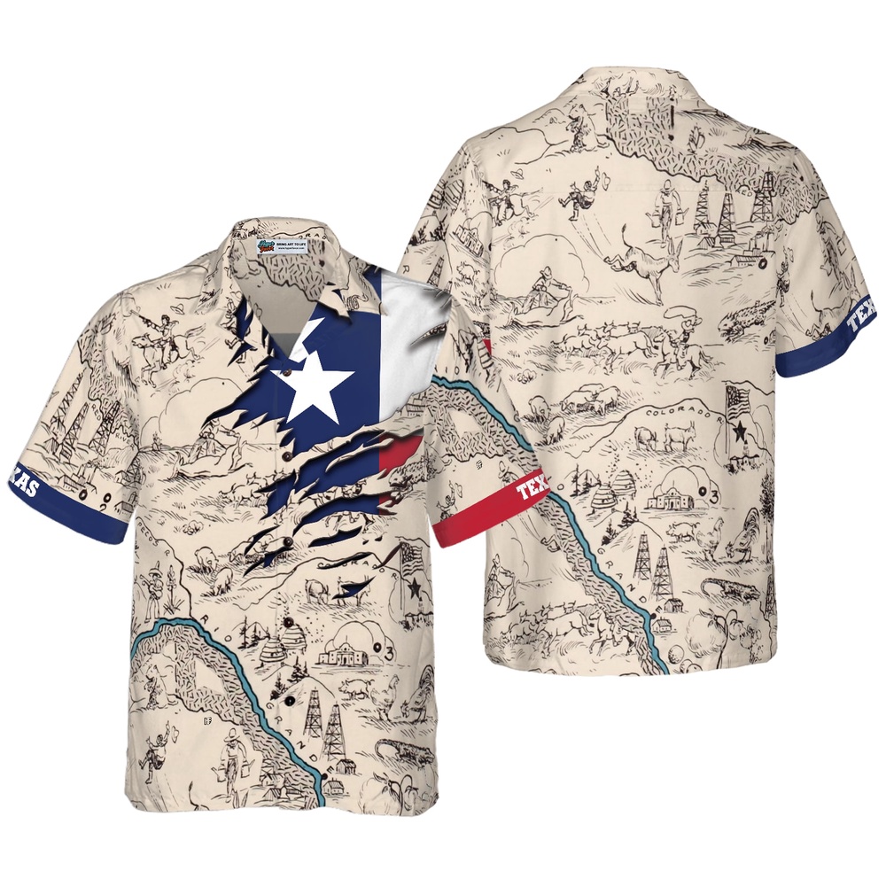 Texas State Map Hawaiian Shirt, Unique Texas Shirt For Texas Lovers, Texas Hawaii Shirt, Texas Shirt