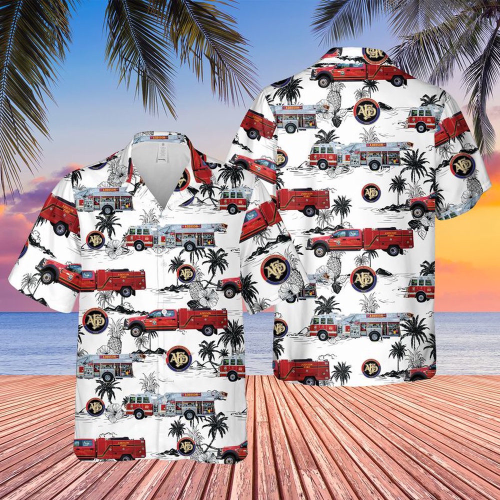 Texas Town of Addison Fire Department Hawaiian Shirt, Texas Hawaii Shirt, Texas Shirt
