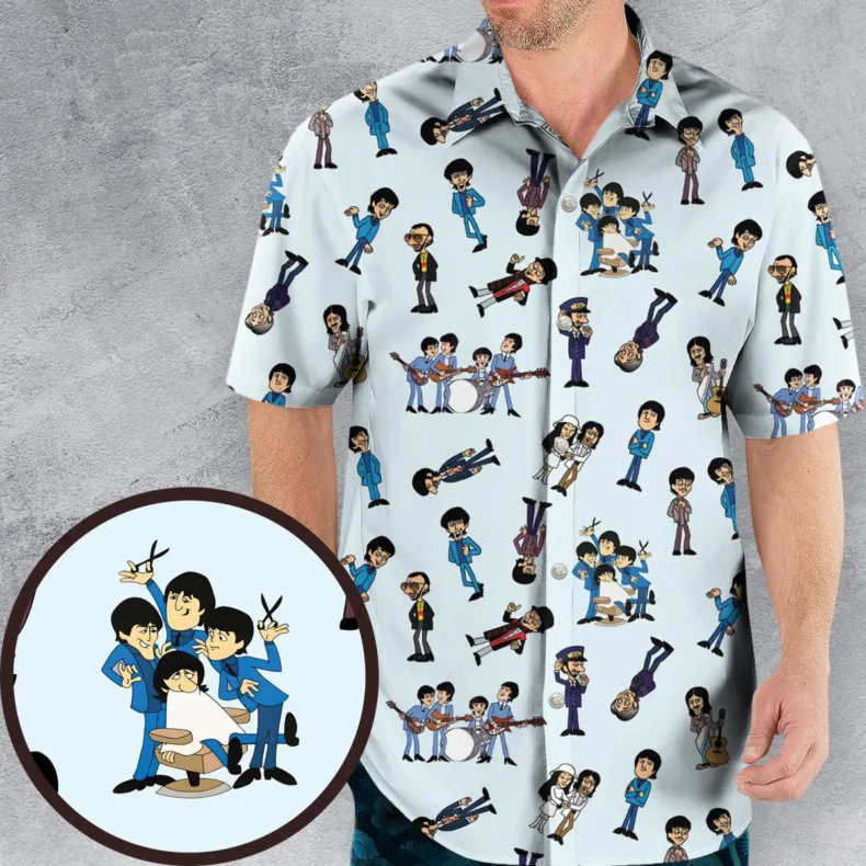 The Beatles Cartoon 70s Hawaiian Shirt