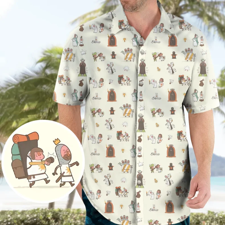 The Holy Grail Pattern Monty Python Button Down Hawaiian Shirt