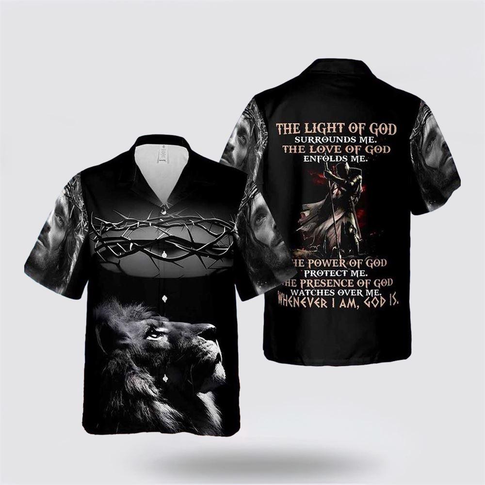 The Light Of God Surround me Jesus Hawaiian Shirt - Gifts For Christian Families