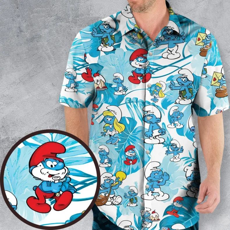 The Smurfs Pattern Hawaiian Shirt